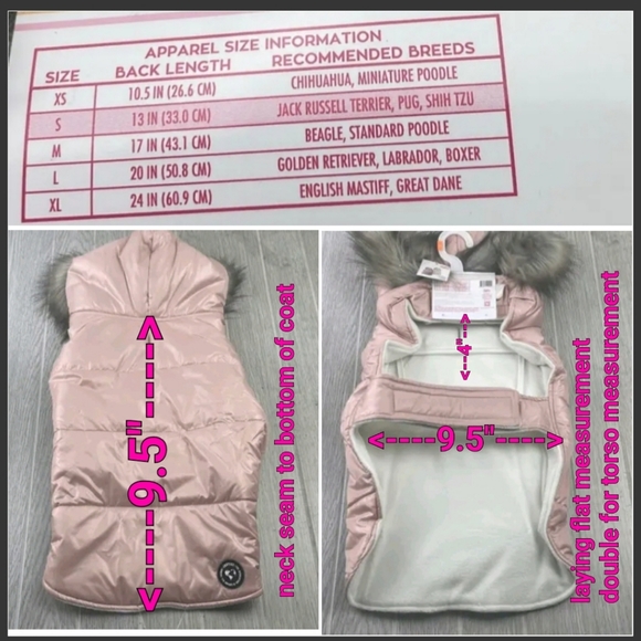 Justice Pet REVERSIBLE Pink Puffer Jacket Faux Fur Trim (Size Small)NWT *READ - Picture 4 of 7